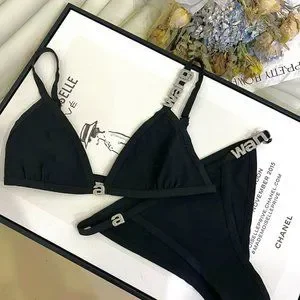 Alexander Wang | Swim | Black Alexander Wang Crystal Logo